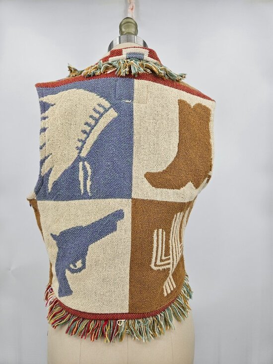 E Clair Designs Southwestern Vest Womens S/M Cactus Horseshoe Lasso - Picture 3 of 5